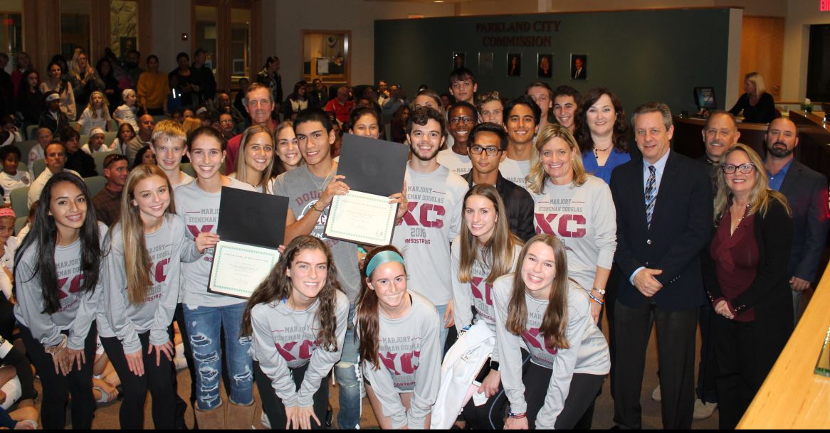 Marjory Stoneman Douglas Cross Country Teams Honored by City as District Champions 2