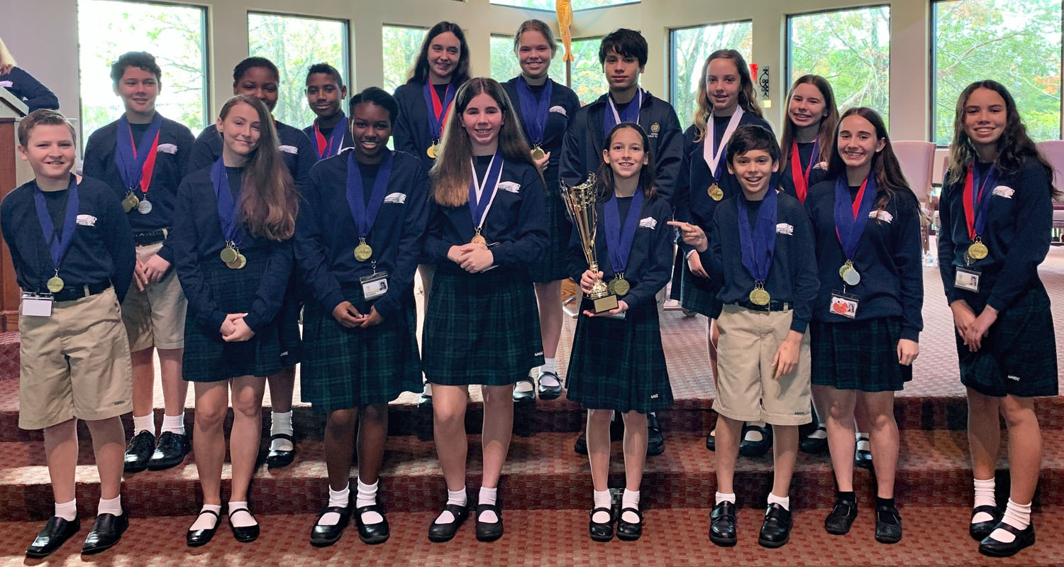 Mary Help of Christian students with their medals from the Regional Science Olympiad Competition.