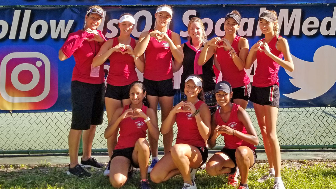Marjory Stoneman Douglas girl's tennis team at the State Championship in 2019. (Courtesy MSD Athletics)