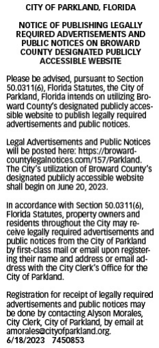 Parkland Updating Public Meeting Notice Requirements After CS/HB 7049 Passage, Implementation