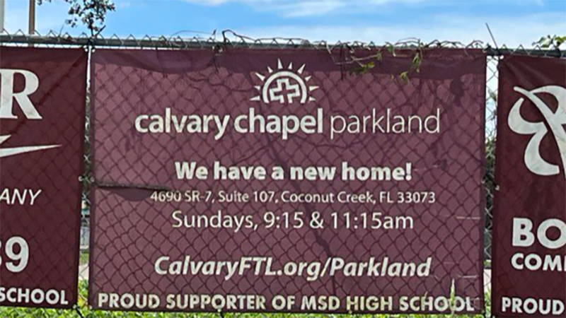 Church Banner Removed From Marjory Stoneman Douglas After Activist Sought 'Satanology' Ad