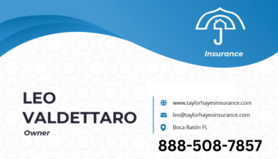 Leo Valdettaro business Card Taylor Hayes Insurance